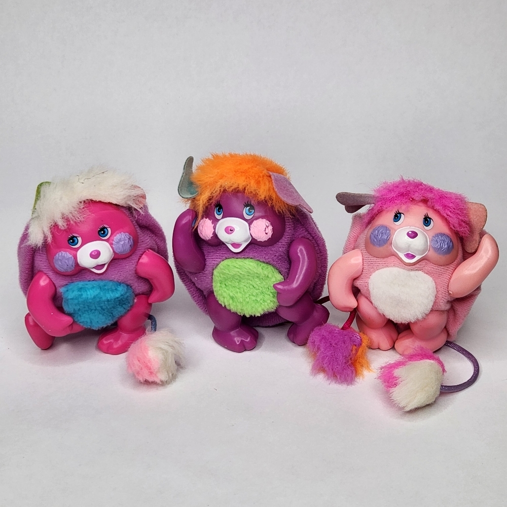 Vintage 1980s Mattel Pocket Popples Lot of 3 Mini Plush Figures